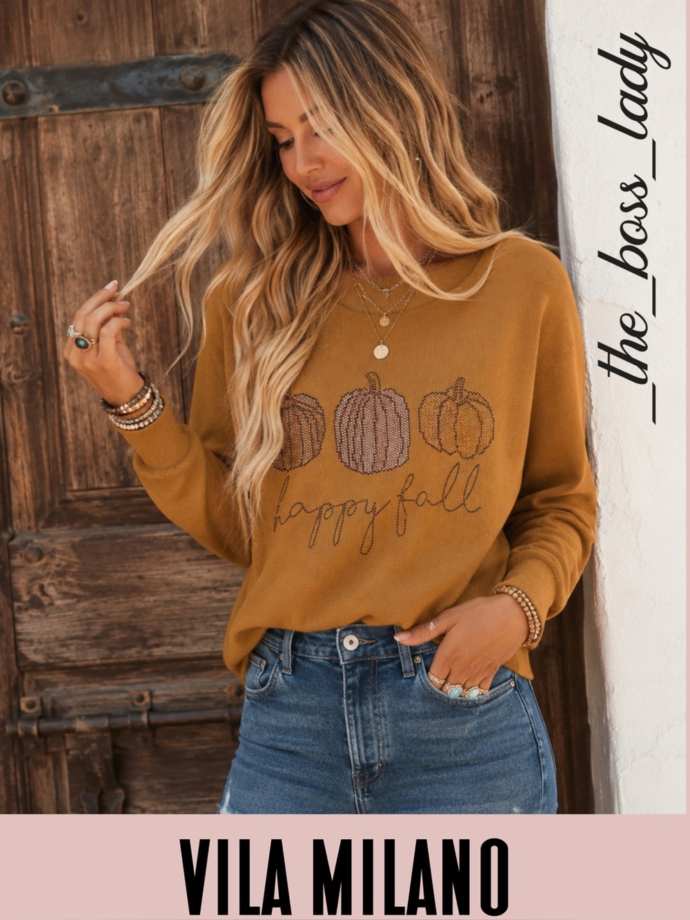 Vila Milano Happy Fall sweater pumpkin